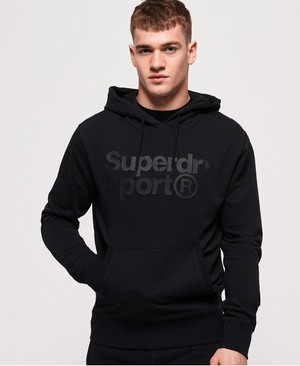 Superdry Core Sport Overhead Férfi Kapucnis Pulóver Fekete | GLUET0562